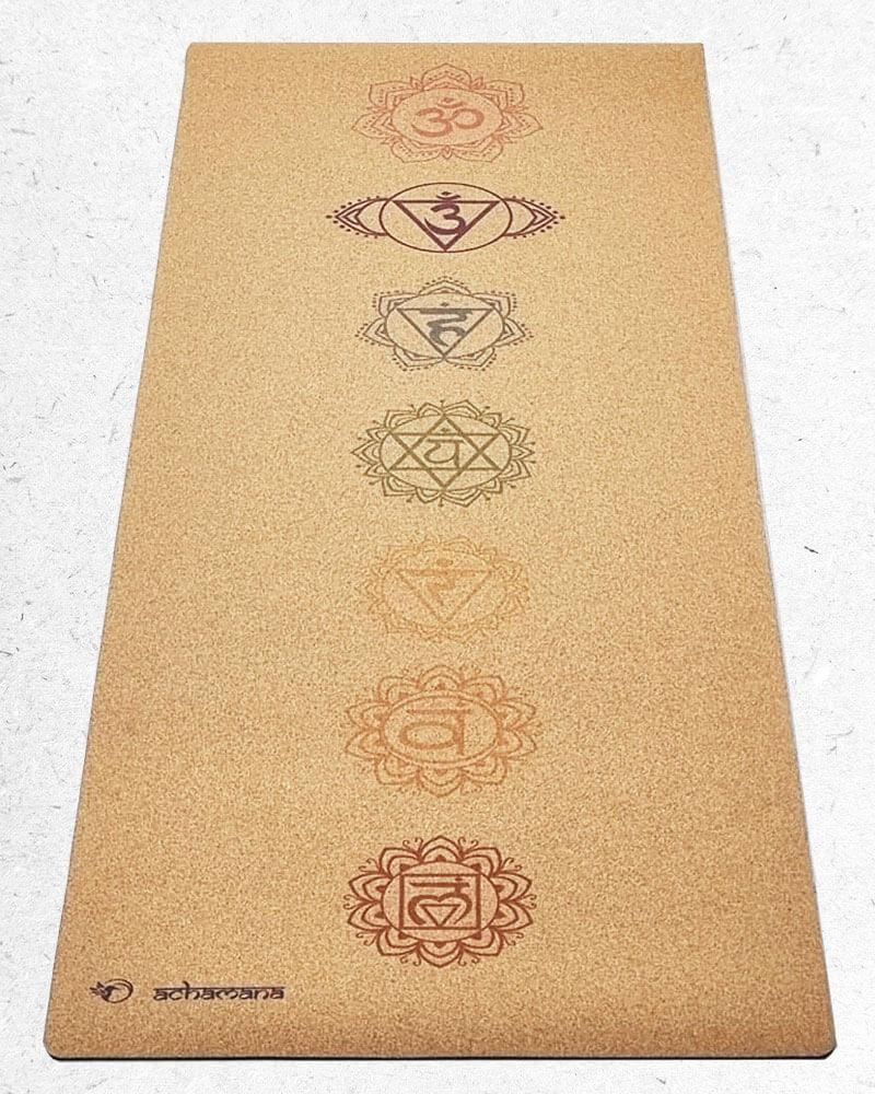 Tapis yoga liege et caoutchouc naturel - Design 7 chakras | Achamana