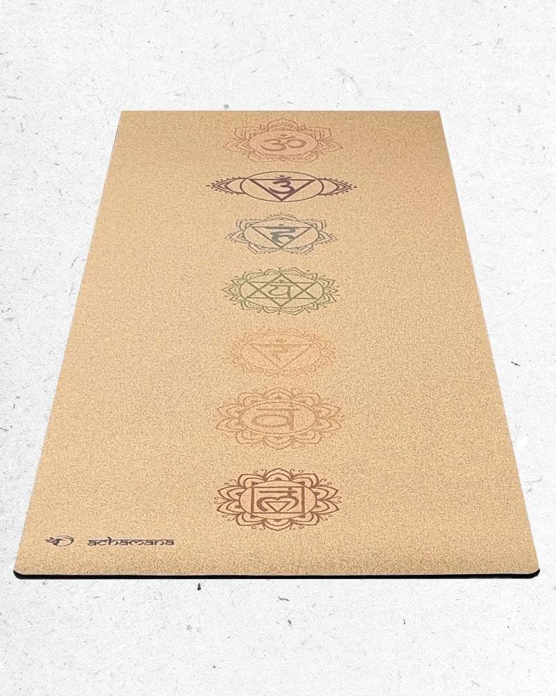 Accessoire yoga - Tapis de yoga bio en liège antidérapant - design 7 chakras | Achamana