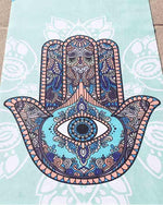 Foldable Travel Yoga Mat - Hamsa Hand - Vignette | Achamana