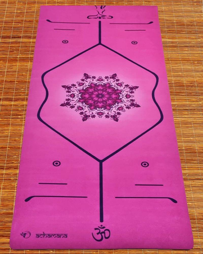 Yoga Bordeaux - Tapis de yoga rose 6 mm - marqueurs de position pour débutant | Achamana