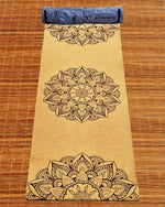 Tapis yoga débutant en liège 3 plis 6 mm 3 mandalas - Vignette | Achamana