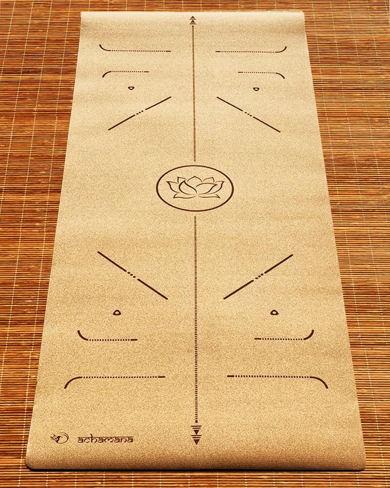 matériel de yoga - Tapis de yoga liège pour débutant - Lignes position - Achamana