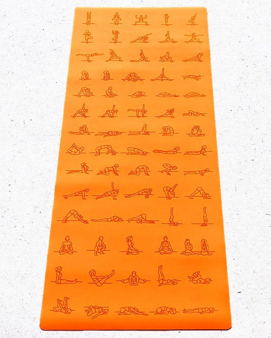 Tapis de yoga pro pour débutant et confirmé antidérapant - caoutchouc éco PU 5mm - Asana practice Orange