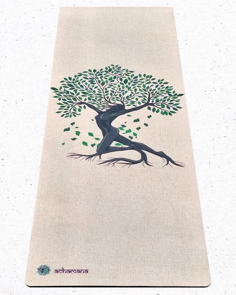 Tapis yoga ecologique caoutchouc naturel et chanvre - Arbre de vie | Achamana