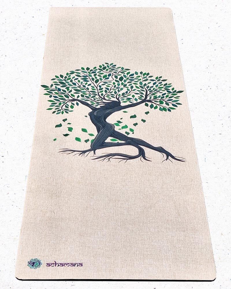 Yoga Paris - Tapis de yoga naturel caoutchouc et chanvre - Design Arbre de vie | Tapis de yoga écologique caoutchouc naturel / chanvre | Achamana