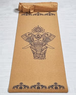 XL cork and rubber yoga mat - elephant fresco - Vignette | Achamana