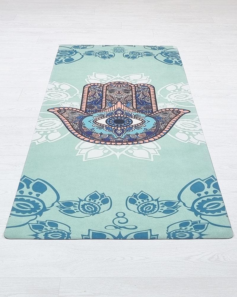 sur tapis yoga - tapis yoga fin motif Main de Hamsa | Boutique yoga | Achamana